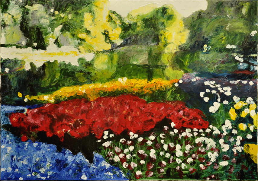 Blumenbeete im Park, Gemälde
